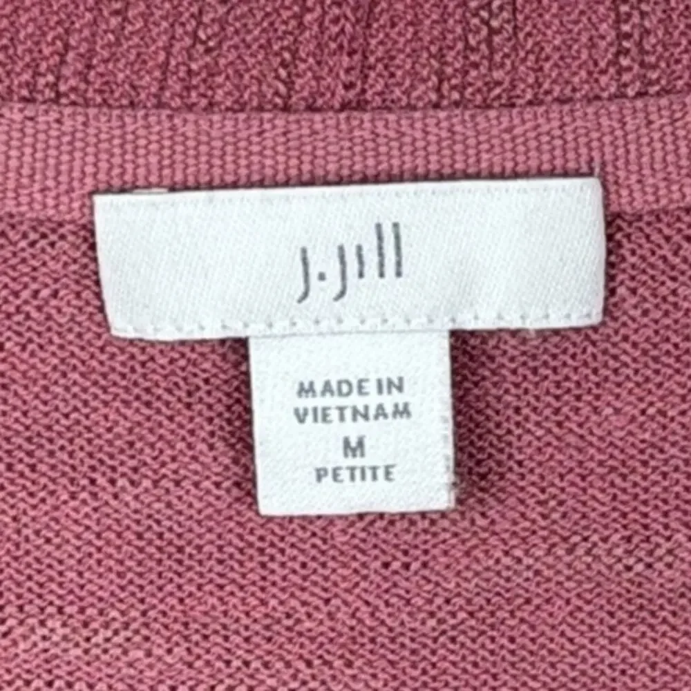 J. Jill Pink Linen Blend V-Neck Sweater Women's Petite Medium PM Lightweight